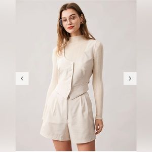 NWT! Round Neck Button Up Waistcoat vest and  High Waisted Wide Leg Shorts SET